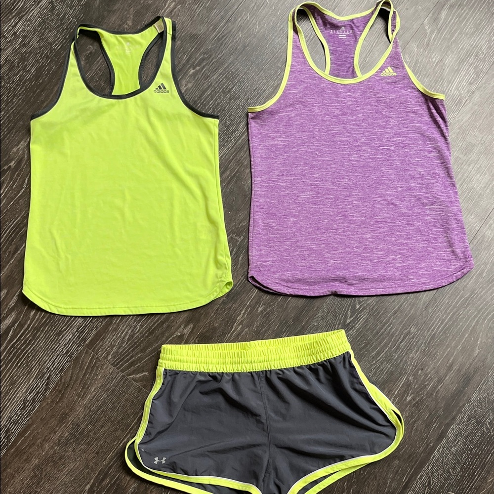 Adidas Tanks and Under Armour Shorts Set